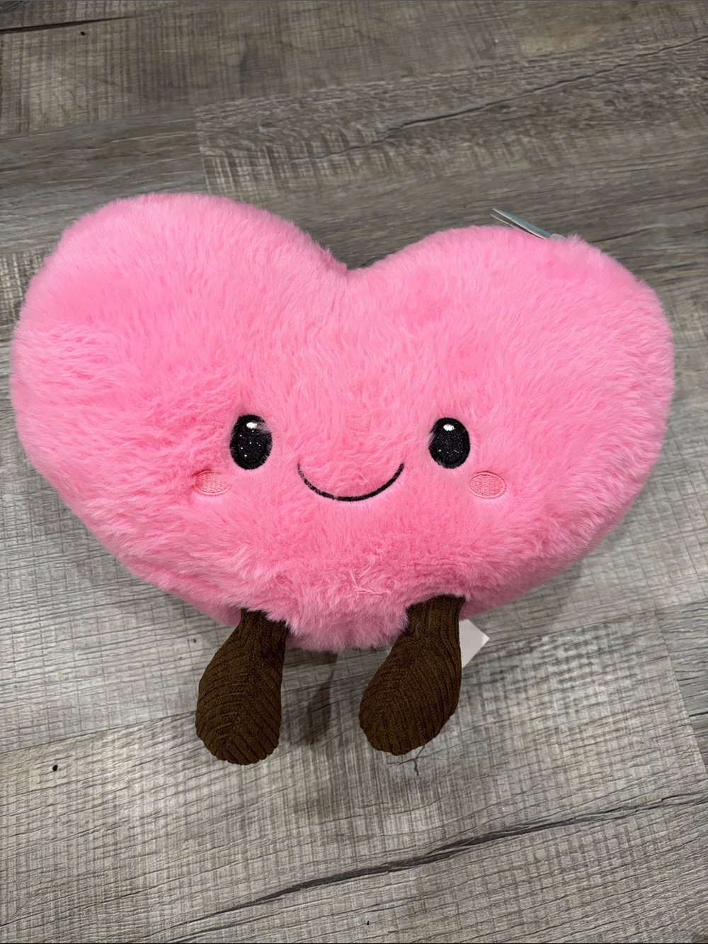 Plush Heart Accent Pillow — Soft Pink Smiley Design